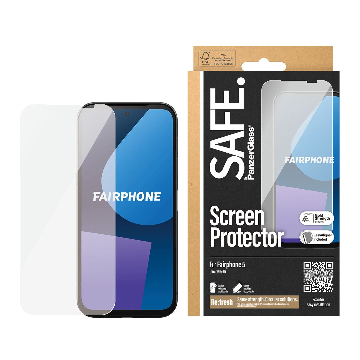 SAFE. by PanzerGlass® Screen Protector Fairphone 5 | Ultra-Wide Fit with Aligner